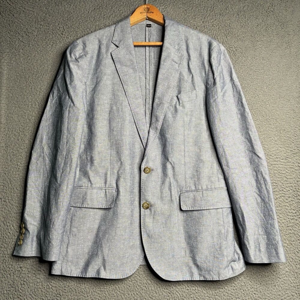 J Crew Ludlow Sport Coat Men 38S Gray Blue Linen Cotton Baird McNutt Slim Blazer